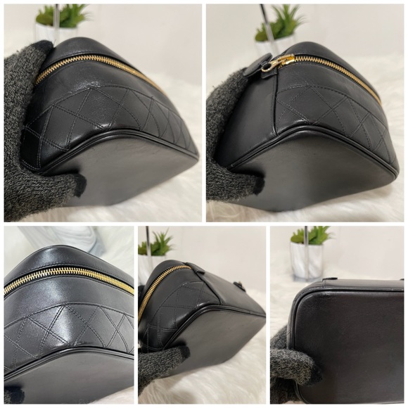 Lambskin Vanity Cosmetic Case Black #1 - Picture 14 of 16